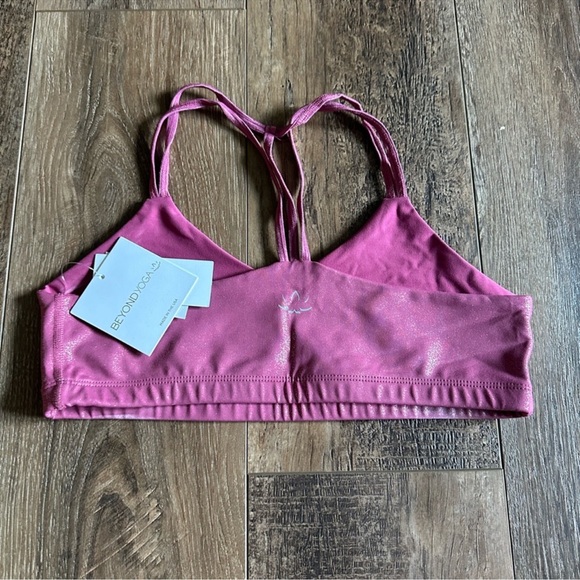 BEYOND YOGA Twinkle Pink Strappy Sports Bra Desert Berry Mauve - Picture 6 of 7